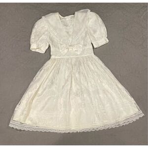 Gunne Sax Jessica McClintock Vintage Ivory Lace Flower Girl Dress Girls 4/5 90s